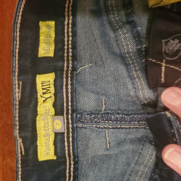 YMI Dark Blue Distressed Jean Shorts. Size 7 - Picture 2 of 5